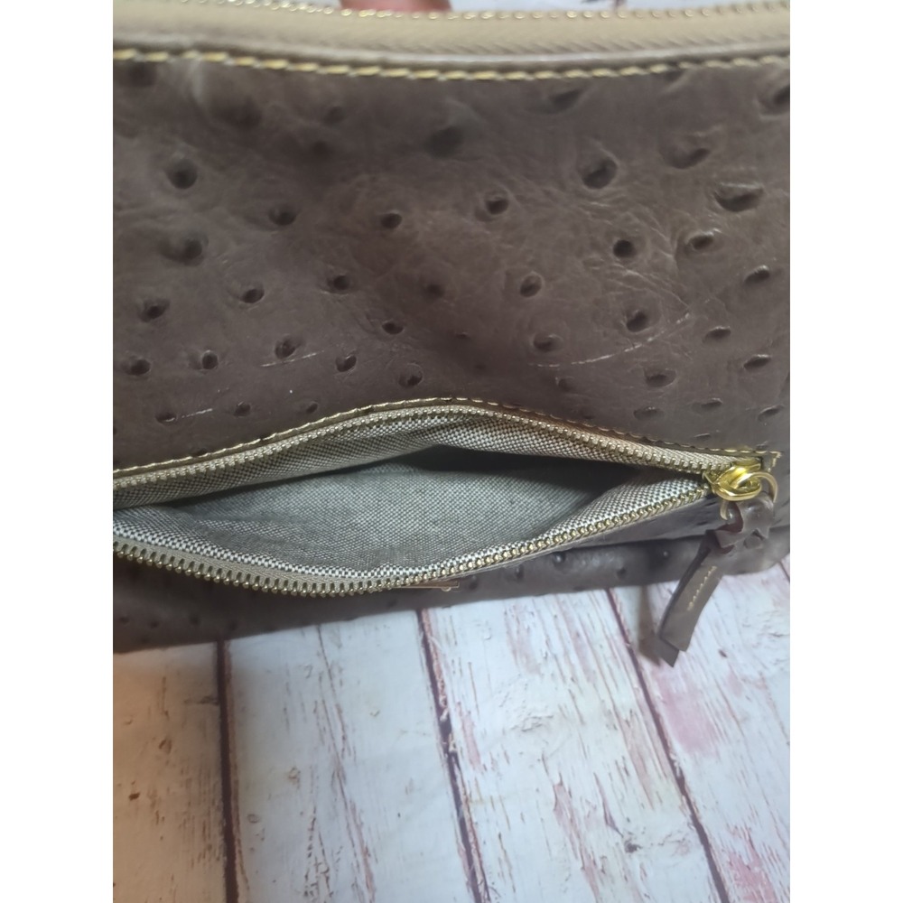 Dooney & Bourke Ostrich Florentine City Barlow Brown Leather Handbag Purse - Picture 15 of 15